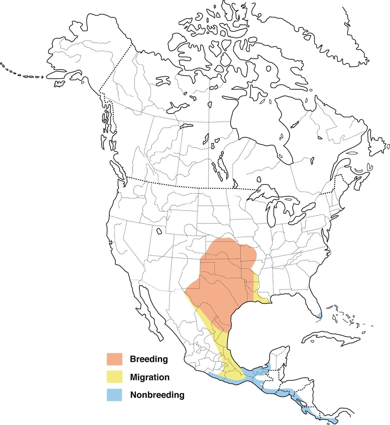 Range Map for Scissor-tailed Flycatcher