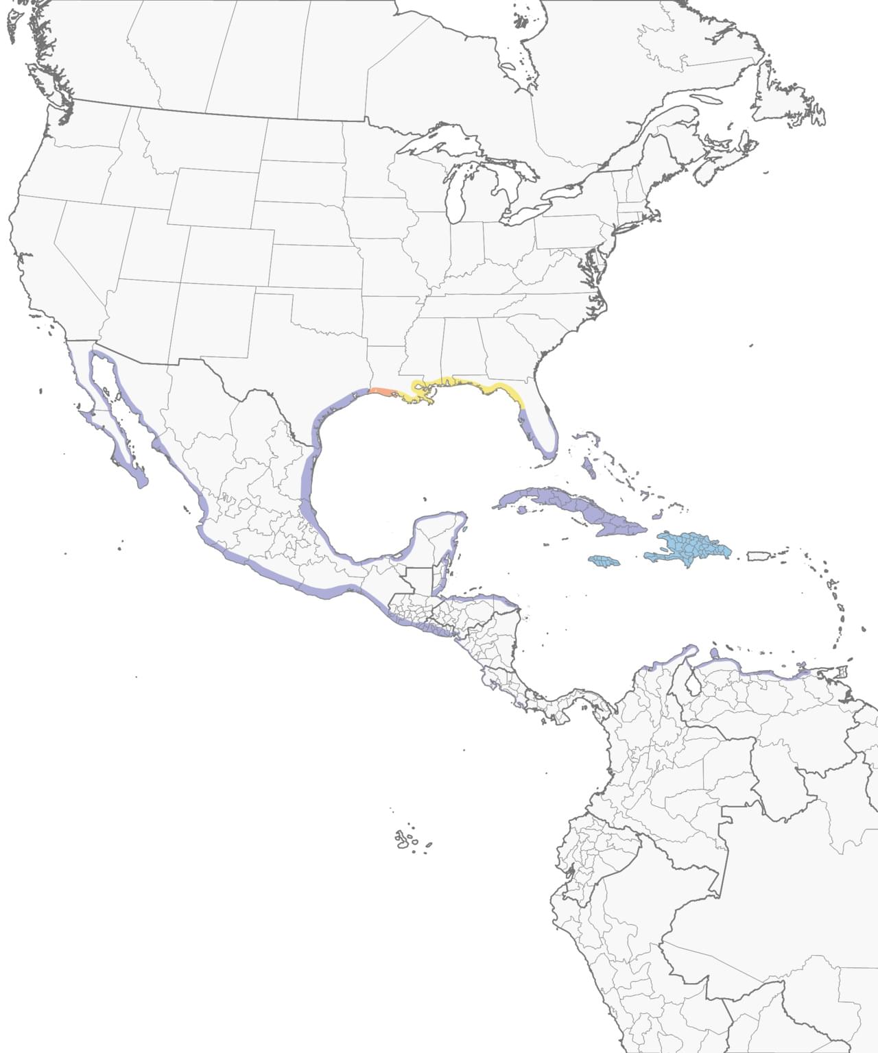 Range Map for Reddish Egret