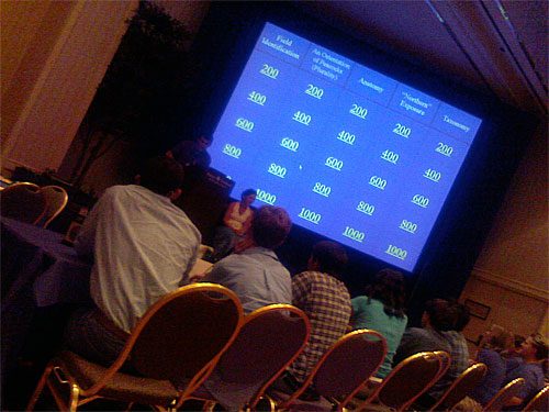 Nine teams of three graduate students competed in a Jeopardy-style bird quiz show