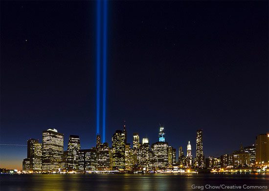 9/11 tribute in light