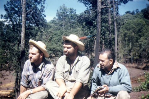 Bill Rhein, with his friends George and Walter Kohler in the Sierra Madre in 1953,