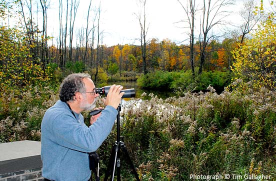 Ken Rosenberg tests a spotting scope