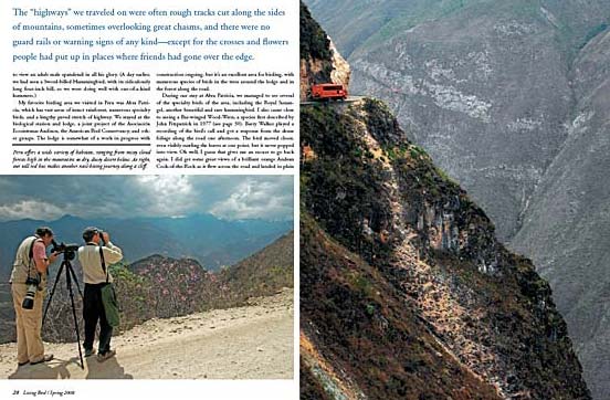 precarious driving conditions on mountain roads on peru birding trip