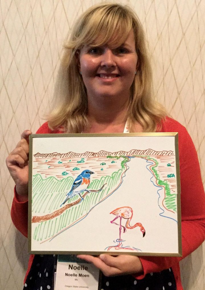 Noelle Moen studies bird communities along rivers and wetlands in Oregon. (And also loves flamingos.)