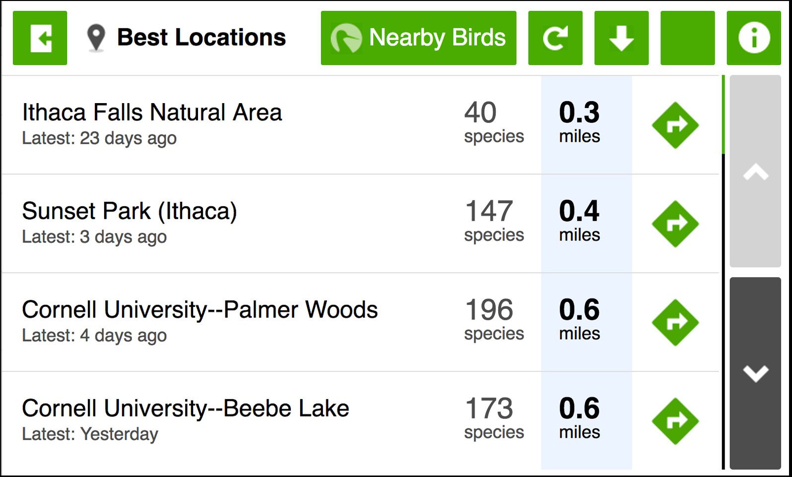 The app displays nearby birding "Hotspots."