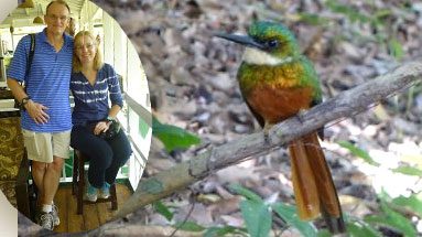 Dave and Debbie Fees at Asa Wright and Rufous-tailed Jacamar as seen on Tobago by Dave and Debbie