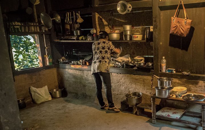 Food is prepared in a Pangti kitchen. Photo by Kevin Loughlin.