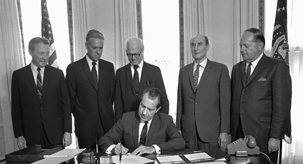 President Nixon signing environmental legislation