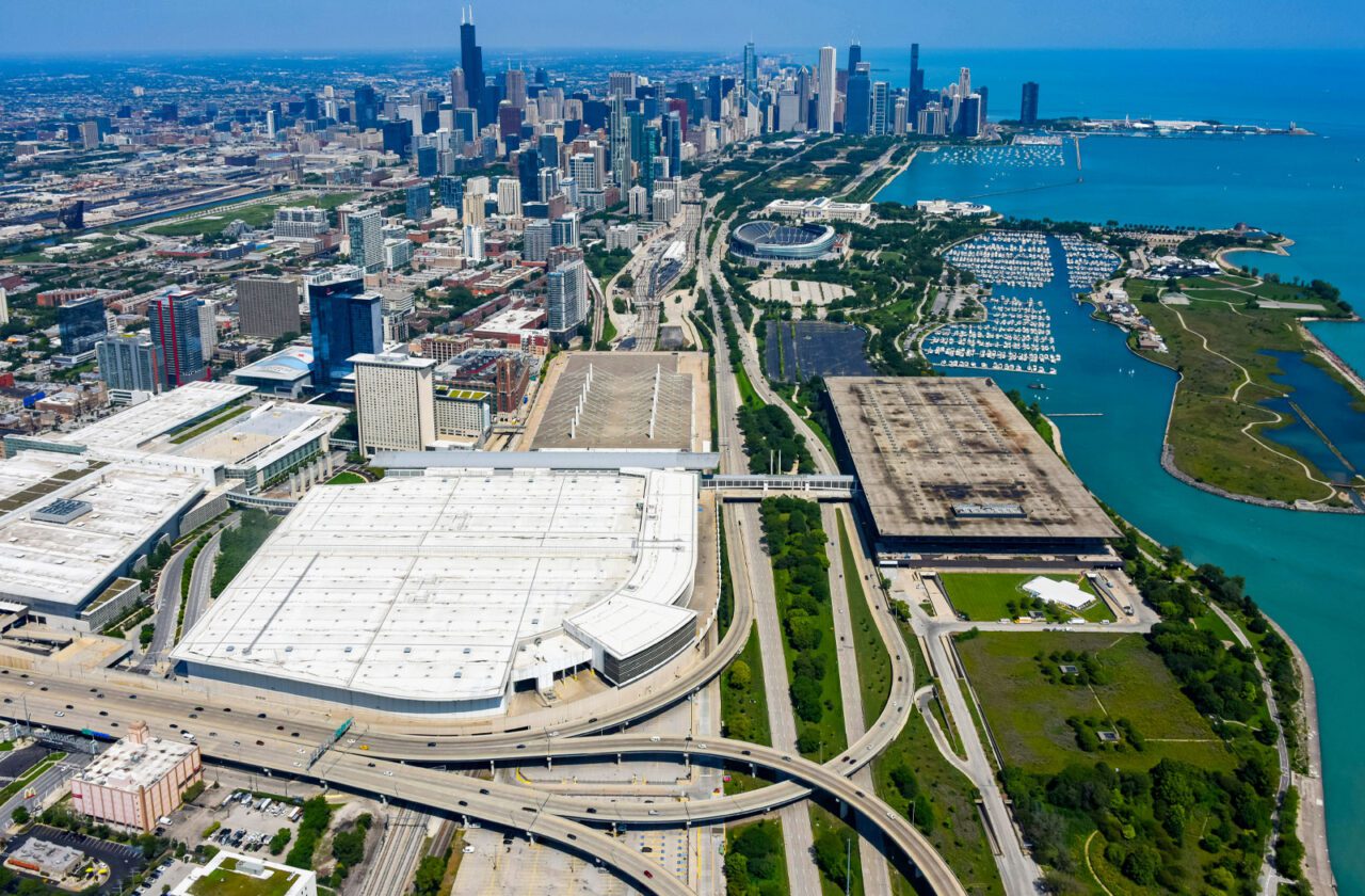 Aerial view of the Chicago area.