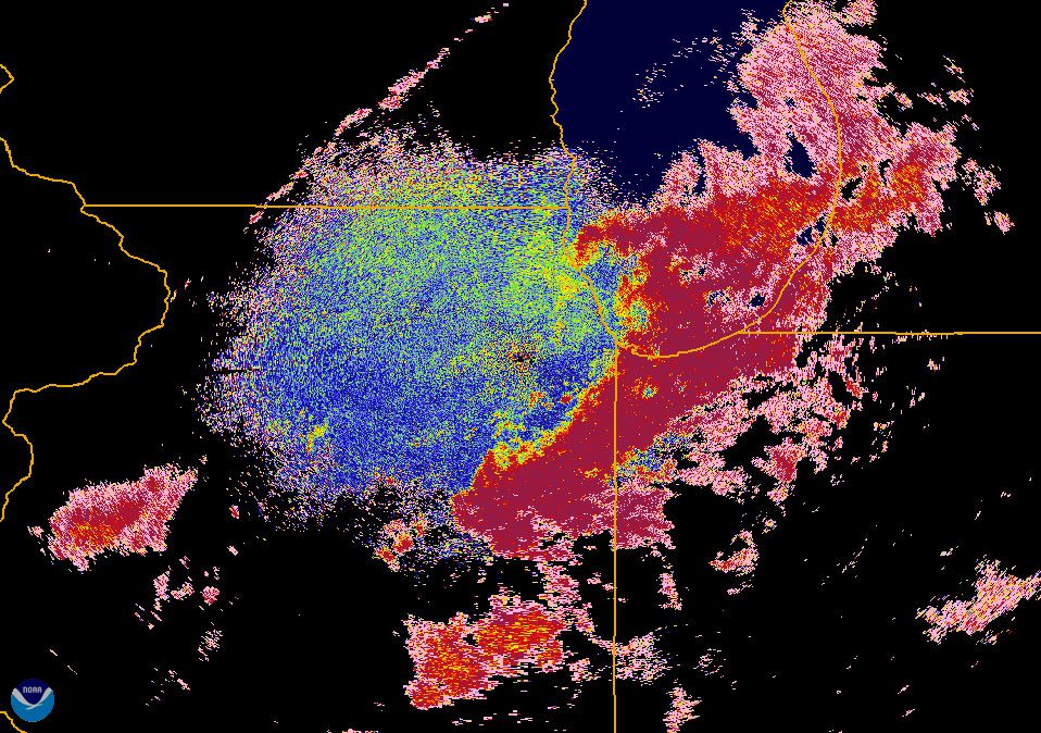 Radar images with several colors.